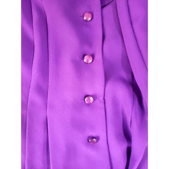 Danny & Nicole Purple Crepe V-neck Flutter Sleeves 2 pc. Skirt Suit Size 12P - Picture 9 of 10